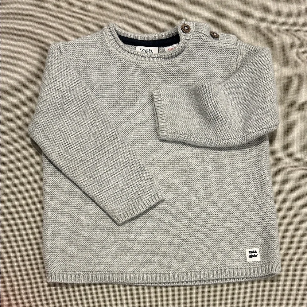 Zara Baby Cotton Knit Light Gray Sweater